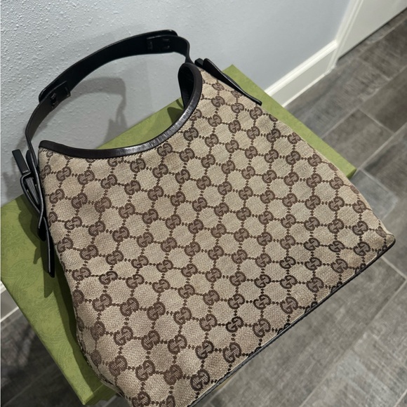 Authentic Gucci - GG Monogram Hobo Brown - Vintage Shoulder - Picture 4 of 13